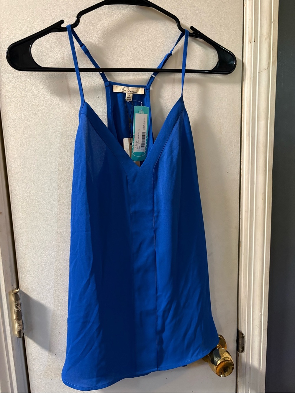 Bright Blue V-Neck Spaghetti Strap Cami size small